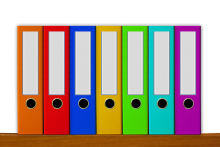 Multiple coloured box files